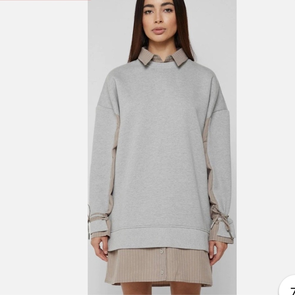 Maniere De Voir Gray and Tan Jumper Dress